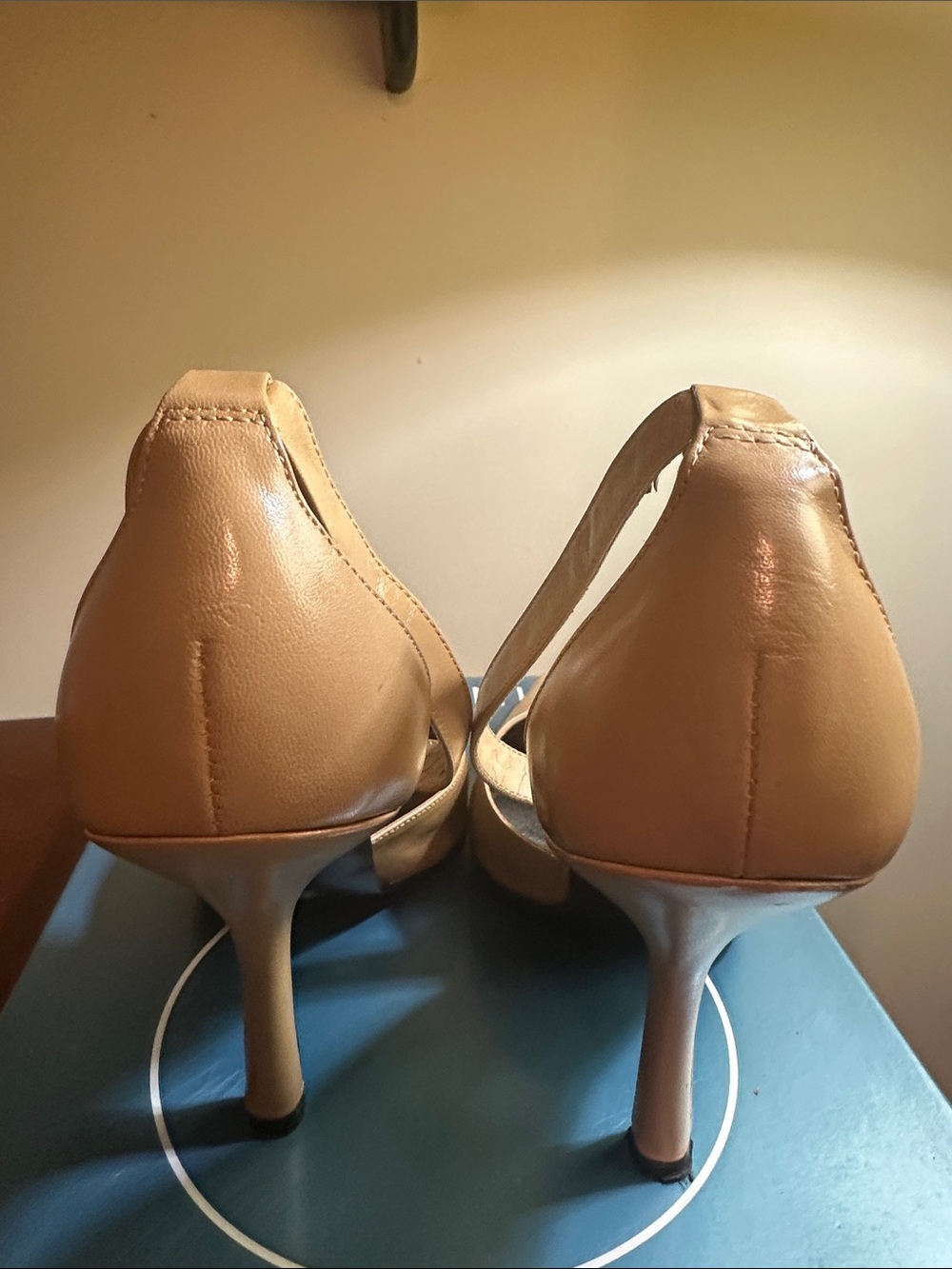 Nine West Tan Strappy Mid-Heel Pumps